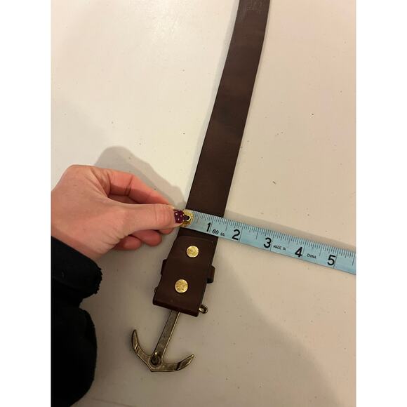 Brown Golden Anchor Buckle Vineyard Vines USA Made Genuine Leather Size M main image 5